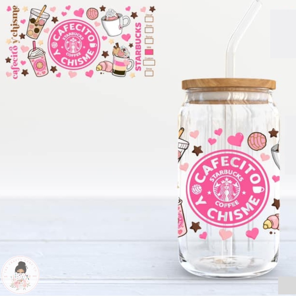 16oz Cafecito Y Chisme Glass Can